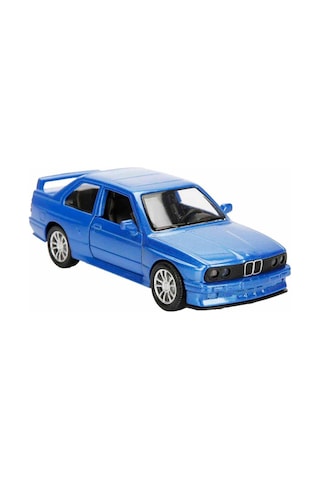 Bmw M3 E30 Işıklı Sesli 1:36 Ölçekli Metal Çek-bırak Mekanizmalı Kapıları Açılabilir Oyuncak Araba Mavi