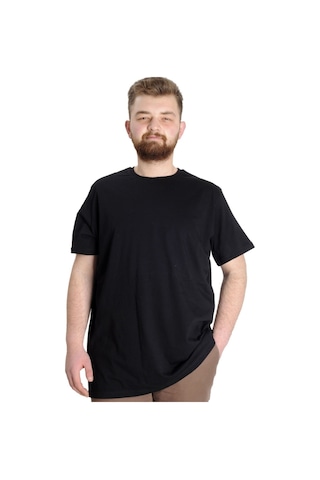 Mode Xl Büyük Beden Erkek Tshirt Bisiklet Yaka Basic 20031 Siyah 001