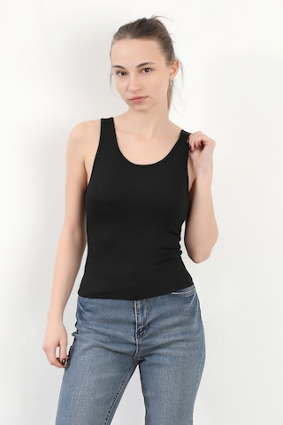 Giysa Kadın Askılı Kaplı Kare Yaka Body Siyah - 5058 Siyah
