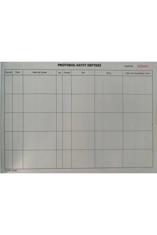 Hasta Kayıt Protokol Defteri 100 Yaprak