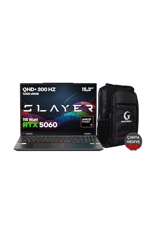 Game Garaj Slayer SR7T-5060-C3 R7-255 32 GB 2 TB SSD RTX5060 15.3" Free Dos Dizüstü Bilgisayar