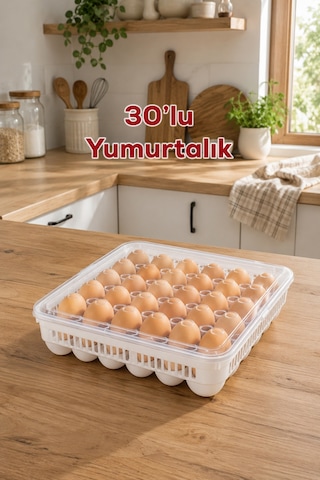 Porsima Vc-724 Peggy 30 Bölmeli Kapaklı Yumurta Kutusu Yumurtalık Buzdolabı Organizeri Saklama Kabı Beyaz