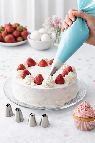 Ayrex Profesyonel Pasta Ve Cupcake Süsleme Seti, Krema Sıkma Torbası Ve 6'li Paslanmaz Duy Seti, Mutfak Dekorasyon Ma Diğer