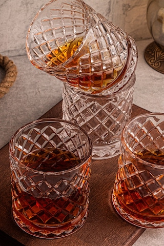 Snippy Madrid - 4'lü Cam Bardak 250 Ml El Yapımı Meşrubat Bardağı