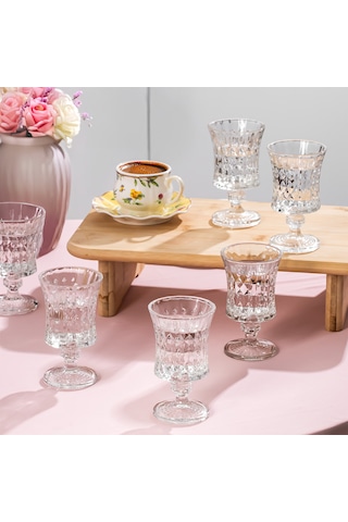 Porsima Yasemin 6 Lı Kahve Yanı Cam Bardak Takımı Şeffaf