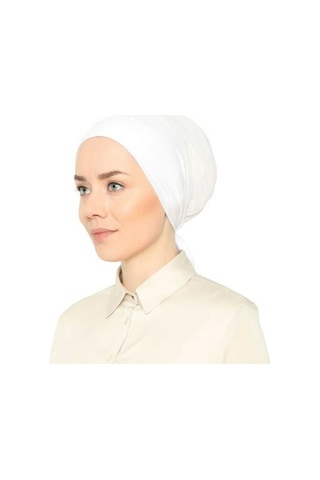 Melodi Scarf Fileli Dikişsiz Bone Beyaz Beyaz
