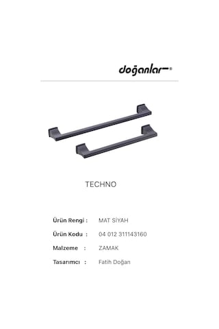 Doğanlar Techno 160 mm Mobilya Kulp Mat Siyah
