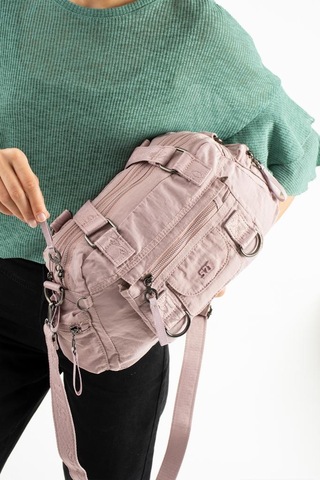 Kadın Omuz Çantası Çapraz Askılı Postacı Bayan Çantası 21 31 Cm Poliamid Hafif Kumaş Kol Çantası Pembe