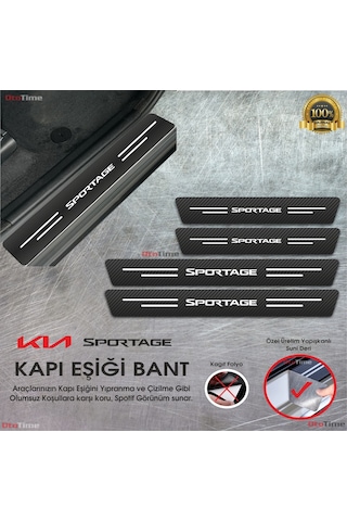 Kia Sportage Logolu Karbon Kapı Eşiği Koruyucu Suni Deri 4'lü Set