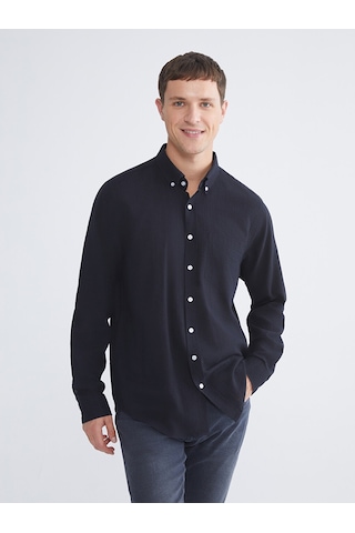 Lcwaıkıkı Classic Lacivert Regular Fit Uzun Kollu Erkek Dokulu Gömlek