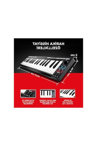 2As Usb Mıdı Klavye Denetleyici, 32 Hız Duyarlı Mini Tuş İle Açık Antrasit