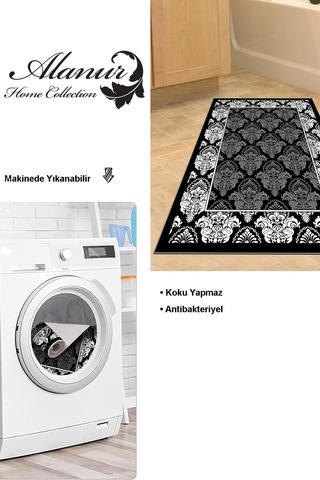 Dekoreko Kaymaz Taban Djt Banyo Halısı Trend Modern 700m Siyah