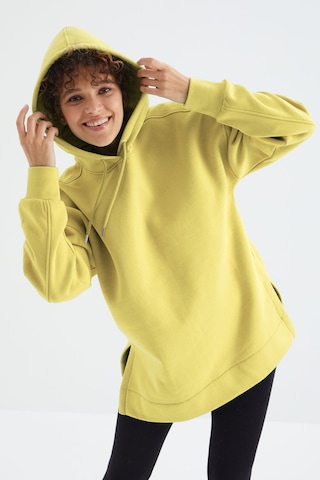Tommy Life Limon Reglan Kol Basic Kapüşonlu Oversize Sweatshirt Tunik - 97242 Limon Sarısı