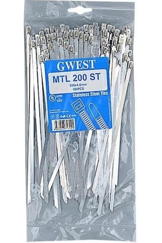 Gwest 4.6X200Mm Paslanmaz Çelik Metal Kablo Bağı 100 Adet Gwest 4.6X200Mm Paslanmaz Çelik Metal Kablo Bağı 100 Adet