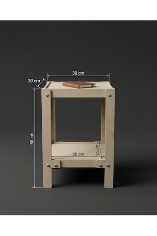 Modern Kare Sehpa , Komidin İle Rafine Düzen 50x30x30 Gri
