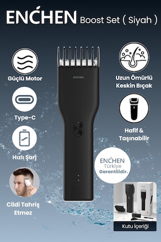 Enchen Boost Siyah Taşınabilir Şarjlı Saç Kesim Seti