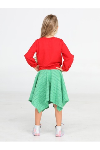 Snow Cute Kız Çocuk Etek + Sweatshirt Takım-kırmızı Kırmızı