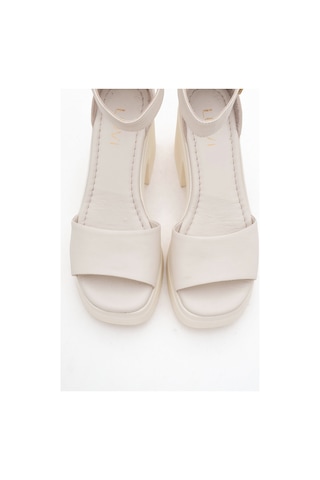 Luvishoes Luvi Shoes Margot Ekru Cilt Hakiki Deri Kadın Platform Topuklu Sandalet Ekru
