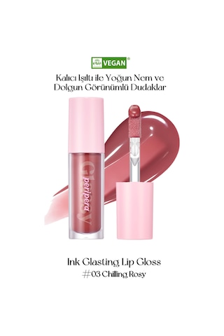 Dudaklara Dolgun Ve Işıltılı Görünüm Sunan Gloss Perıpera Ink Glasting Lip Gloss 3 Chilling Rosy 3