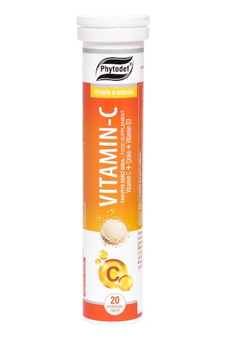 Phytodef Vitamin C Çinko Vitamin D3 Portakal Aromalı Efervesan Tablet 20 Adet