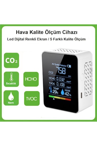 Triline Dijital 5in1 Hava Dedektörü Hava Kalite Ölçüm Cihazı