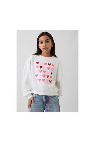 Gap Kız Çocuk Oversized Wedge Flippy-sequin Grafik Baskılı Sweatshirt beyaz
