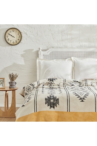 Karaca Home Raya Tek Kişilik Pamuklu Battaniye Hardal Renkli