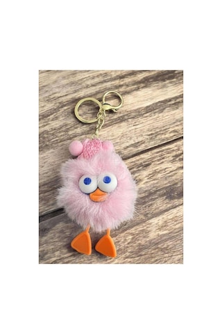Peluş Ördek Anahtarlık Ve Çanta Aksesuarı - Pembe Beyaz Beyaz