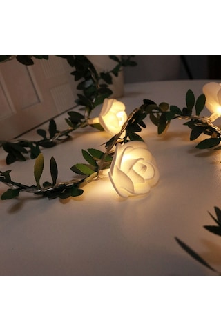 Sones 10m 100 Led Güneş Simülasyonu Yeşil Yaprak Rattan Gül Çiçek Asması Led Işık Dizisi Çelenk Dekorasyonu Diğer