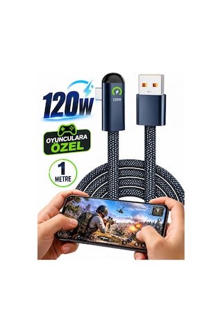 1mt 120w Usb To Type-c Örgülü Oyuncu Gamer Hızlı Şarj Data Kablosu