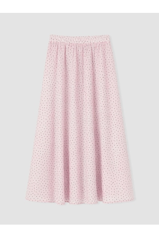 Lcw Modest Pembe Beli Lastikli Puantiyeli Kloş Etek