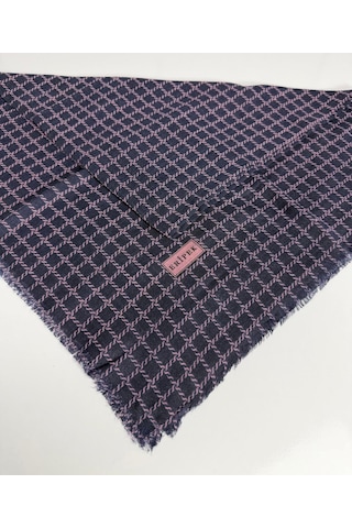 Eripek Desenli Flamalı Keten Eşarp- 06112 Lacivert