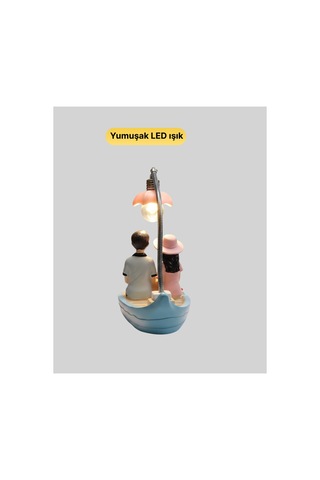 Romantik Çift Figürlü Gece Lambası Sandal Model Sevgiliye Özel Hediye Çok Rnekli