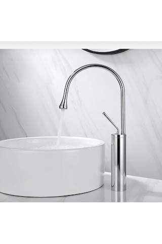 İsaoğlu Yapı Çanak Lavabo Bataryası Lavabo Musluğu Drop Design Lavabo Armatür Gümüş