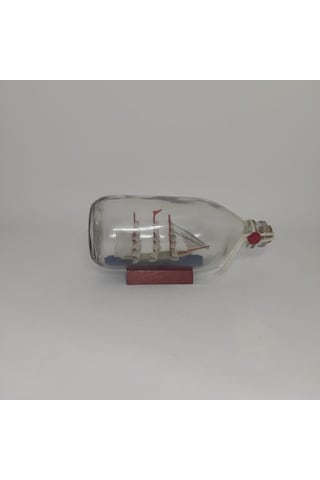 Büyük Boy Cam Şişe İçerisinde Gemi Biblosu 19-9 Cm Dekoratif Hediyelik Gemi Maketi Kabasakal Gemi