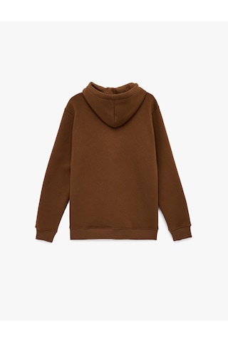 Koton Şardonlu Uzun Kollu Basic Kapşonlu Sweatshirt Kahverengi 6wam70015mk Kahverengi