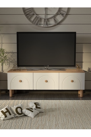 Bohem Tarz 135cm 3 Kapaklı Mdf Kapak Tv Ünitesi Atlantik Çam