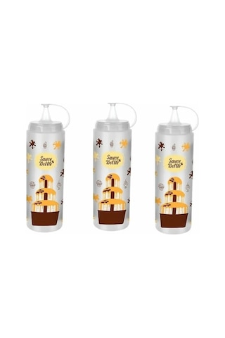 3 Adet Çikolata Sos Şişesi - Şeffaf - 700 Ml Crchmgo Çok Renkli