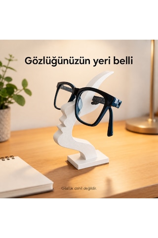 Yüz Silüeti Gözlük Standı Dekoratif Masaüstü Gözlük Tutucu Organizer Beyaz