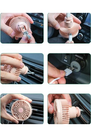 Araba Vent Fanı Çok Fonksiyonlu Usb Arayüz Mini Led Lamp Araç Fan Yeşil