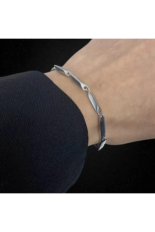 Çelik Bileklik Titanyum Melon Düz Model 3 Mm Kalınlık 21 Cm Uzunluk Gümüş Silver Gümüş