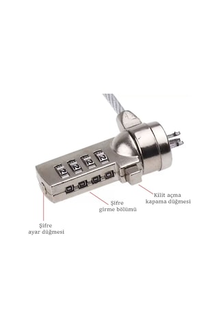 Notebook Ve Bilgisayar İçin Çelik Halatlı Şifreli Kilit