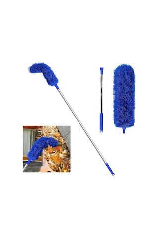 Oluk Temizleme Fırçası Çatı Aleti 8.2 Ayak Uzatılabilir Teleskopik Direk Kolay Çıkarılabilir Temizleme Aleti, Mavi