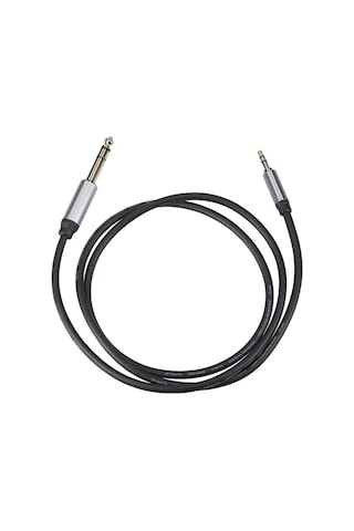 Teltree 3.5mm'den 6.5mm'ye Gold Kaplı Alüminyum Kasa Ses Kablosu - Telefon, Dizüstü Bilgisayar, Hoparlör İçin 1m Siyah