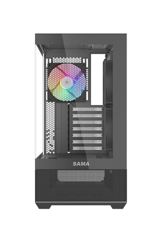Sama V40bk Black, B750bk 750w, 80+ Bronze, Pcıe 5.1, Atx3.1, Tempered Glass Panel, Panoramic Tasarım, Type-c, 6x120mm A