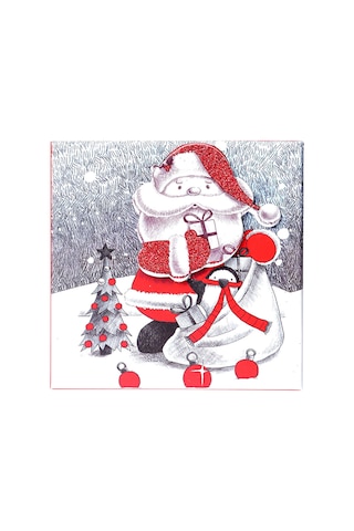 Yılbaşı Noel Baba Ve Çam Ağacı Motifli Hediye Kutusu 12x8 Cm