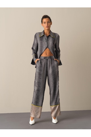 Xint Siyah Oversize Saten Pantolon 201138