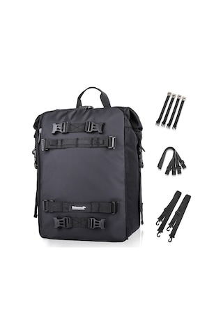 Rhinowalk Çok Fonksiyonlu Motosiklet Arka Koltuk Çantası Kombinasyonu Arka Raf Pannier, Renk: Siyah 30l Siyah