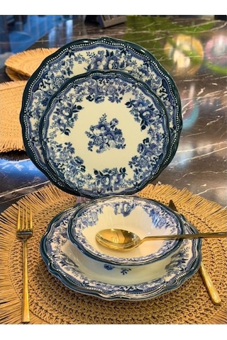 Porser Porselen Fulya Velour Navy Yemek Takımı 6 Kişilik 24 Parça Çok Renkli Porser Porselen Fulya Velour Navy Yemek Takımı 6 Kişilik 24 Parça Çok Renkli