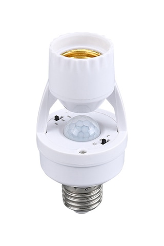 Geeksen Ampul E27 Hareket Sensörlü Lamba Tutucu Led Ampul Soket Adaptörü Pır E27 Merdiven Garaj Koridor Balkon İçin Lamba Tabanı